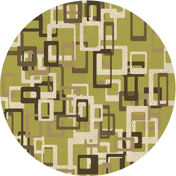 Ahgly Company Indoor Round Patterned Chrome Gold Yellow Area Rugs, 5' Round