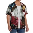 thumbnail image 2 of KLL Eagle With Hat And Roses Print Men's Shirt Short Sleeve Button Down Summer Cuba Beach Shirts- X-Large, 2 of 5