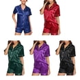 thumbnail image 4 of Minnieouse Pijama de satén Selfieee, ropa de dormir de manga corta para mujer, ropa de dormir con botones suaves, conjunto de pantalones cortos 30207 Pijama Azul 4XL Minnieouse AP002003-11, 4 of 6