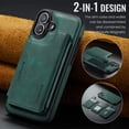 thumbnail image 3 of For iPhone 16 Plus PU Leather Wallet Phone Case,Compatible with Mag-Safe,Magnetic Detachable Card Holder,Back Flip Kickstand,2-in-1 Heavy Duty Shockproof RFID Blocking Phone Case,Green, 3 of 10