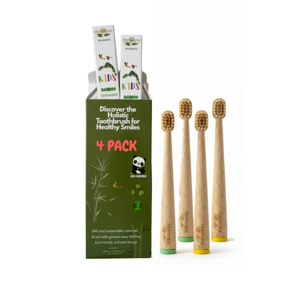 Cepillo de dientes Holidentix de bambú para niños con cerdas de jabalí ecológico