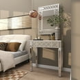thumbnail image 3 of DecMode 23" x 31" Silver Glass Mirrored Geometric Single Drawer Console Table with Mirror, 2-Pieces, 3 of 16