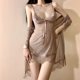 thumbnail image 1 of Conjunto de tres piezas de ropa interior sexy de estilo europeo y americano de talla grande, conjunto de falda de tul de encaje sexy, 1 of 6