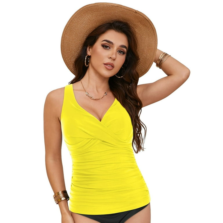 wamacs Women Underwire Bikini Top - Push Up Bathing Suit Top Large Bust Swim  Top Swimsuit Top Sexy Bathing Suit No Bottom (Yellow,M) - Walmart.com