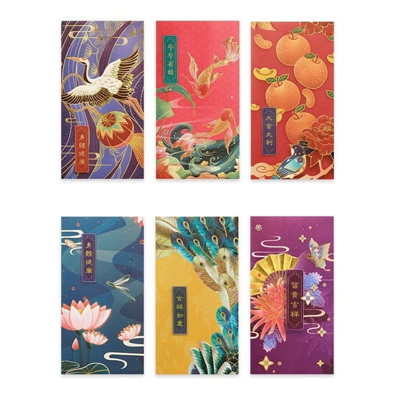 12 PCS Chinese Elements Red Envelopes,17.0 x 9.0 cm/ 6.7 x 3.5 inches Cash Envelopes,Lucky Money Gift Envelopes Red Packet for Spring Festival,New Year,Birthday,Wedding,Bussiness Occasion