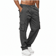 thumbnail image 4 of Puztloy Men's Cargo Pants Sweatpants Jogger Work Trousers Relaxed Fit Loose Casual Lightweight Slacks with Multi Pockets Gray, 4 of 8