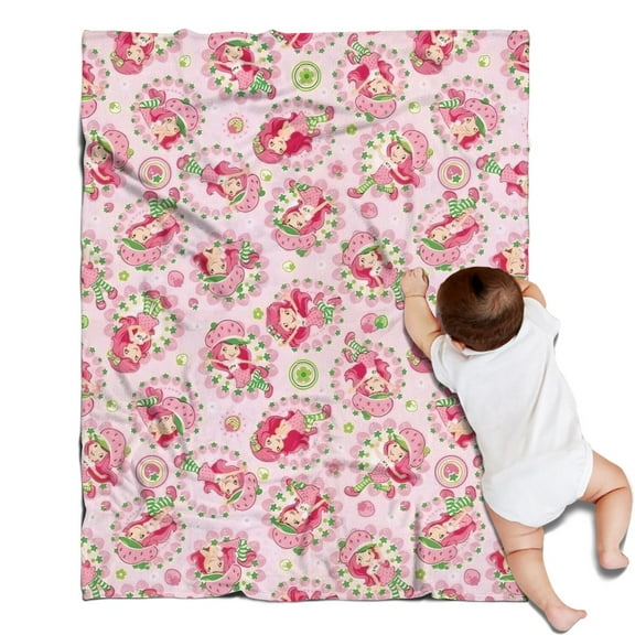 Strawberry Princess Pattern Blanket,Comfortable Soft Flannel Throw Blanket,All Season,Warm Lightweight Blankets for Sofa Bed Couch Living Room Chair,30"x40"
