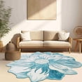thumbnail image 3 of Planet Rugs Modern Nature & Floral Loomed Blue Modern Area Rug, 5'3" x 5'3" Round, Fade Resistant, 3 of 5