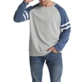 thumbnail image 3 of Biekopu Men Raglan Long Sleeve T-shirt, Patchwork Round Collar Loose Style Pullover, S/ M/ L/ XL/ XXL, 3 of 6