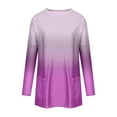 thumbnail image 4 of Fesfesfes Sweatshirt for Women Spring And Fall Round Neck Gradient Color Long-Sleeved Casual Pocket T-Shirt Top Sale Items, 4 of 5