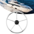 thumbnail image 1 of Steel Steering Wheel, Boat Steering Wheel 5 Spoke Vessel Knob Design  for Marine Control Accessory, 1 of 8