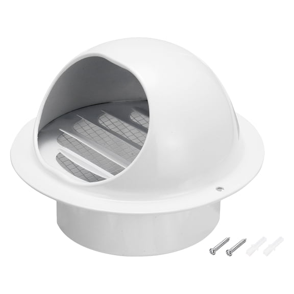Uxcell Vent Round Cover, Exterior Wall Air Vent Louvered Soffit Vent Exhaust Outlet Hood for HVAC White 4 Inch