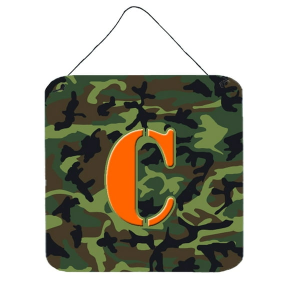Letter C Monogram - Camo Green Wall or Door Hanging Prints