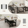 thumbnail image 4 of COZONY 63" Extendable Dining Table Set for 4–6 with 2 Upholstered Benches, Rectangular MDF Top, Metal Frame, 4 of 8