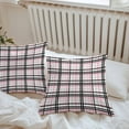 thumbnail image 4 of Abstract Stripes Outdoor Pillow Covers Set of 2 Pink Black Grey Plaid Waterproof Throw Pillow Case Decorative Square Cushion Cover for Patio Couch Garden Balcony, 26"x26", 4 of 9