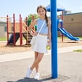 thumbnail image 5 of VV AVEORS Pleated Athletic Skirts for Girls Built-in Shorts Hight Waisted Workout, Running, Golf, Tennis Skorts for Teen White 140, 5 of 8