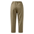 thumbnail image 6 of Hueook Womens Golf Pants Lounge Work S High Waisted Straight Leg Cotton and Linen Pants with Flared Casual Point Pocket Pants Brown 2X, 6 of 8
