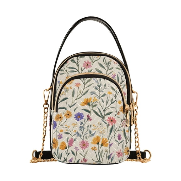 joogoo Women Retro Wildflowers Chain Crossbody Bags Shoulder Handbag Phone Purse