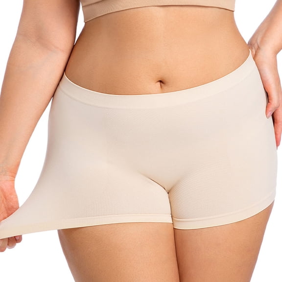 Xdegoge Slip Shorts for Women Under Dresses Plus Size Seamless Anti Chafing Boyshort Underwear Mid Rise Soft Stretch Panties Lounge Comfy Yoga Bike Shorts