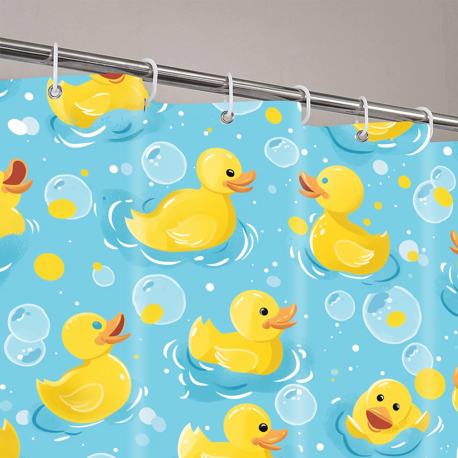 4 Pcs Navy Blue Floral Shower Curtain Set Bathroom Sets with Waterproof Fabric Shower Curtain and Non-Slip Rugs Toilet Lid Cover Bath Mat Decor with Hooks(72x72 Inch)