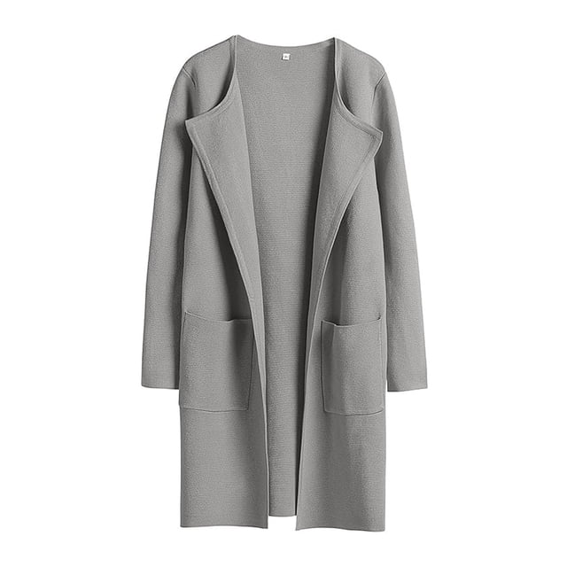 Gpaecead Womens Long Pea Coats Open Front Lapel Jackets Casual Trench Coat Overcoats With Pockets