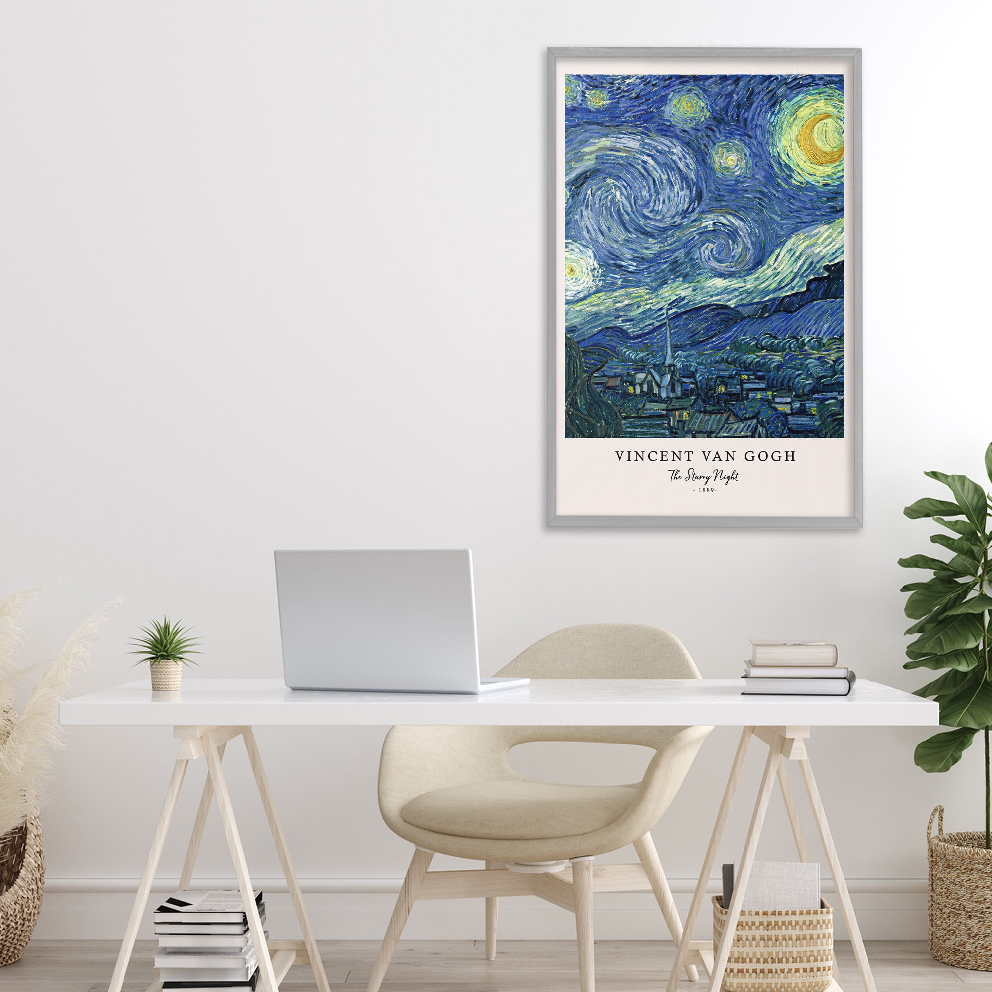 Stupell Industries Classic Starry Night Van Gogh Gray Framed Giclee Art, design by Vintage Hustle