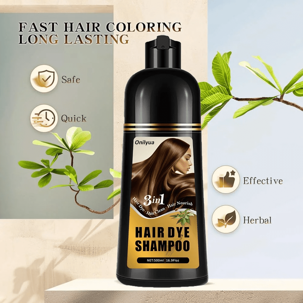 Hair Dye Shampoo 3 in 1, Hair Color Shampoo Lasts 4 Weeks, Natural Hair Color for Women Men Easy to Use, 16.90 Fl Oz