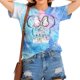thumbnail image 1 of Camiseta Mágica para Mujeres Reino Mágico Camiseta Familiar de Vacaciones Princesa Castillo Casual Manga Corta Estilo Tie-dye-001, Talla Extra Grande, 1 of 5