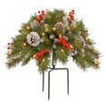 thumbnail image 1 of Macetas navideñas de 45 cm, pinos artificiales iluminados con trípode y estaca, ideales para decorar exteriores, color verde, 1 pieza A1, 1 of 8