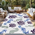 thumbnail image 2 of Seahorse Coral Coastal Outdoor Rug 6x9 Ft - Reversible Patio Rug Outdoor Camping Rugs, Nautical Summer Beach Ocean Sea Washable Indoor Outdoor Area Rugs, Non-Slip Outdoor Carpet Runner for Deck/Porch, 2 of 8