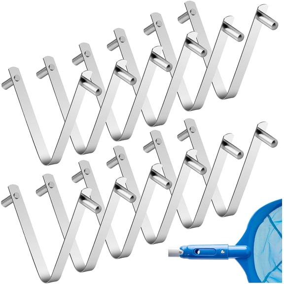 12Pcs Pool Pole Clips - Stainless Steel V-Clip for Pool Telescopic Rod, Butterfly Clip for Skimmer Brush Spa Tools