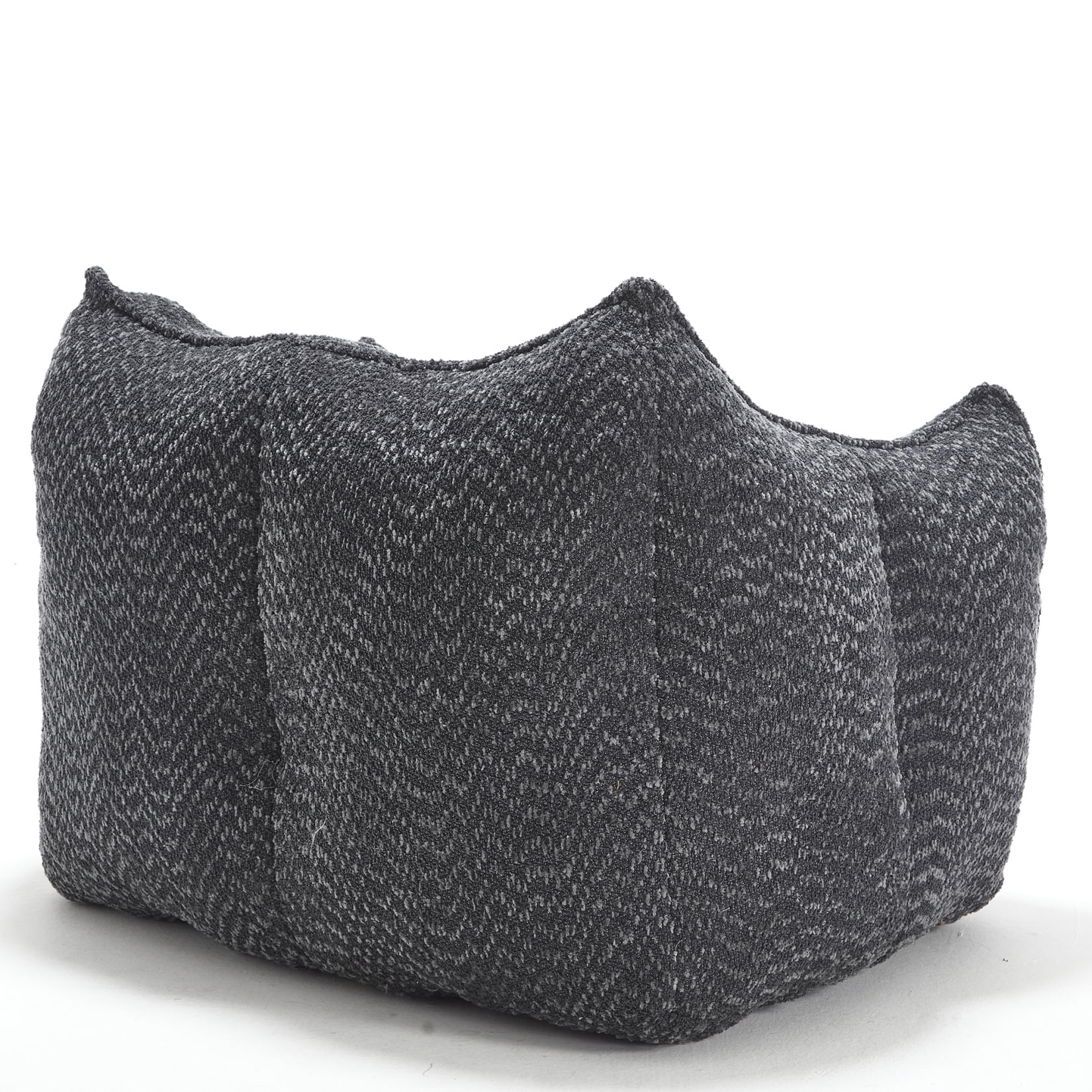 Chenille Bean Bag Chair for Adults, Oversized Fluffy Sofa Chair with High-Density Foam Filler, Square Accent Lounge Chair for Living Room, Bedroom & TV Watching, Black