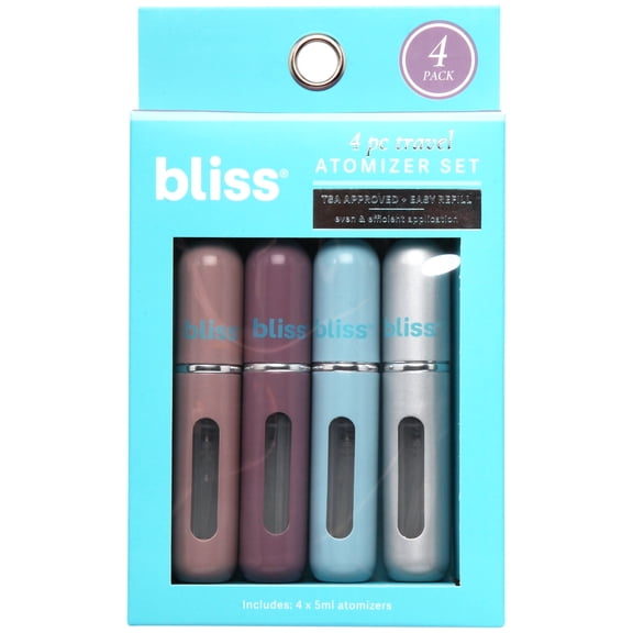 Bliss Atomizer Spray Bottle Set - 4 Pack Leak Proof Refillable Perfume Atomizer Travel Spray Bottle
