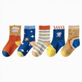 thumbnail image 2 of CAUYDY 1T 2T 3T Baby Boys Floor Socks 5PC Set Toddler Cute Cartoon Print Crew Socks for Fall Winter Spring Sizes 1-3 Years, 2 of 4