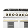 thumbnail image 2 of Galiano 48-inch Dual Fuel Range White  Antique Brass Design with 8 Sealed Burners 107,000 BTU, 6.58 cu. ft. double ovens  Griddle, 2 of 5