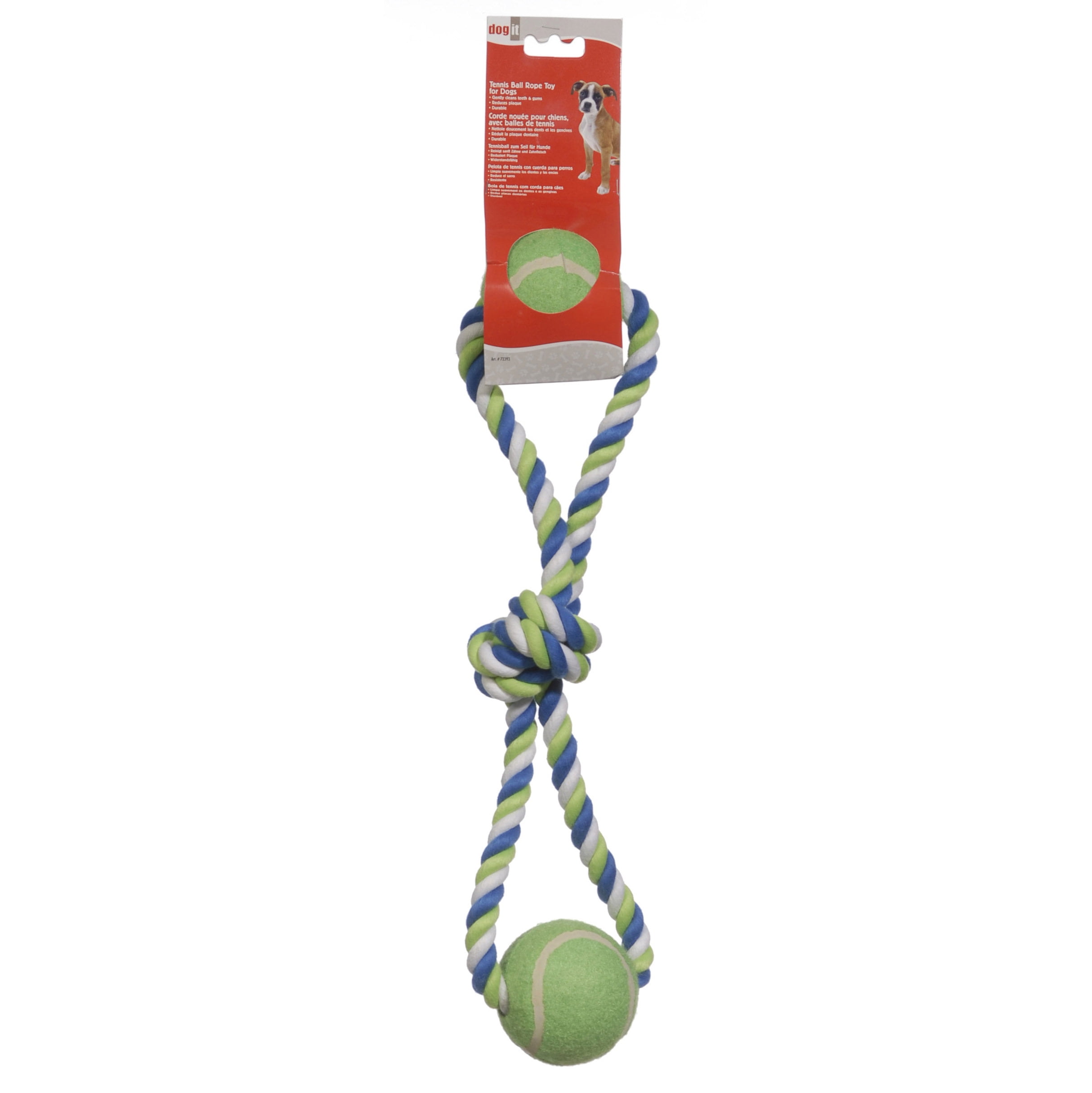 Dogit Striped Cotton Loop Tug Tennis Ball On A Rope Dog Toy Walmart