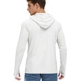 thumbnail image 5 of Men's UPF 50+ Sun Protection Hoodie Shirts Long Sleeve Uv Protection Shirt Fishing Hiking Swimming Running Rash Guards Hoodie with Hood Quick Dry T Shirts@100, 5 of 6