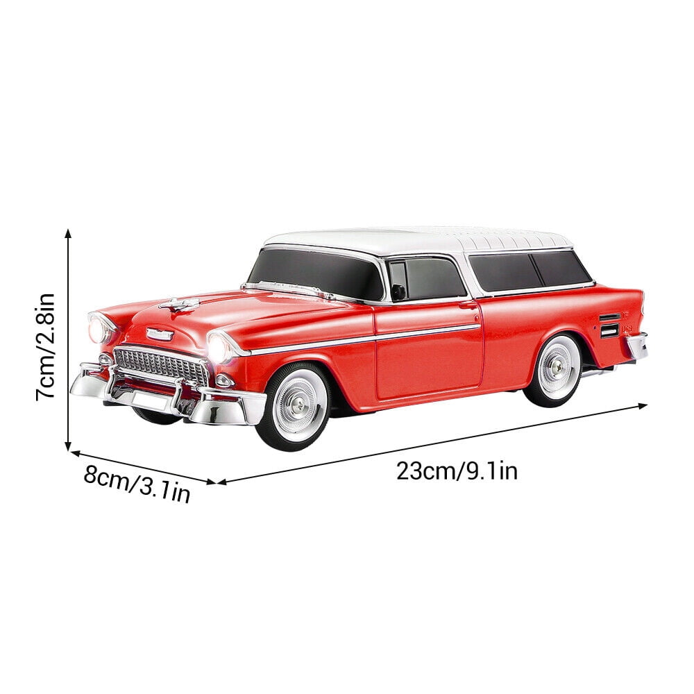 Portable Bluetooth Speaker Rechargable 1955 Vintage Retro Car Portable Wireless FM AUX USB Red