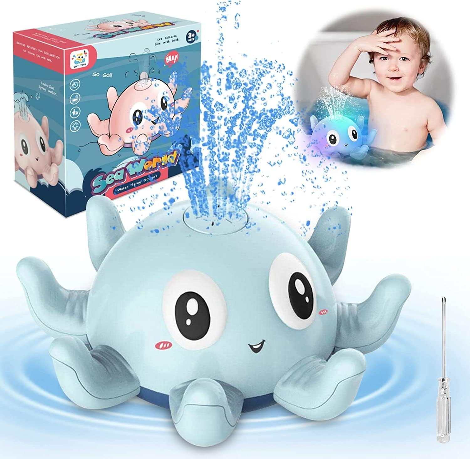 Baby Bath Toys, Automatically Spray Water and Light Up Bathtub Toys for