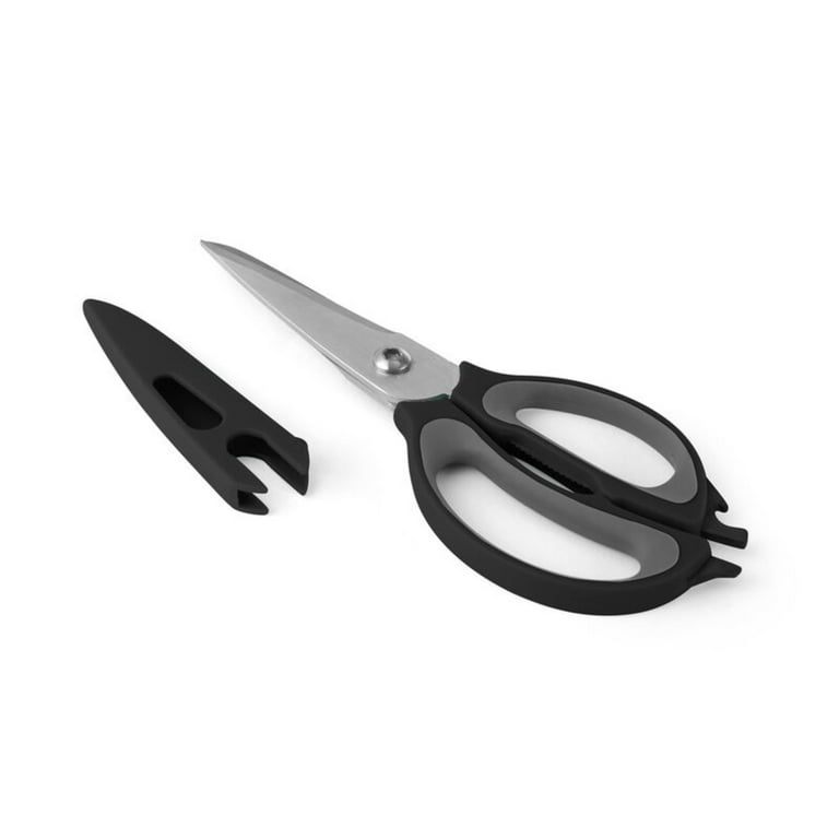 Farberware Professional High Carbon Stainless Steel Kitchen Shears With  Safety Blade Cover & Non-Slip Handles - Black Red
