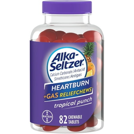 Alka-Seltzer Heartburn + Gas Relief Chews Tropical Punch, 82 (Best Medicine For Heartburn And Gas)