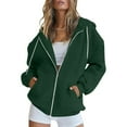 thumbnail image 7 of GaThRRgYP Coats for Women Winter Soft Jackets,Women's Fashion Loose Long Sleeve Casual Blouses Zipper Pocket Hooded Weatshirt Top Green XXL, 7 of 7