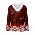 thumbnail image 4 of larppty Pullover for Women Ugly Christmas Sweaters Funny Holiday Sweatshirts Faux Fur Trim V Neck Long Sleeve Graphic Xmas Sweatshirt (Red, XL), 4 of 4