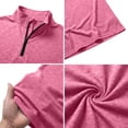 thumbnail image 6 of Dresfit Polo Pullover Mens Zipper Stand Collar Quarter Zip Shirt Summer 2026 Short Sleeve Cotton Relaxed Fit Business Tops Big and Tall Loose Tennis T Shirts Pink 3XL, 6 of 7