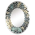 thumbnail image 2 of Designart "Flourishes of Calligraphy in Black and Golden Damask I" Damask Polka Dot Round Wall Mirror - Oval Printed Decorative Mirror - Multiple Color Options, 2 of 5