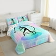 thumbnail image 3 of Homewish Kids Gymnastics Dancing Bedding Comforter Set,Gradient Blue Green Twin Comforter Sets,Kids Gymnast Sports Bedding Set For Girls,Breathable Home Decor Reversible,2 Pieces, 3 of 8