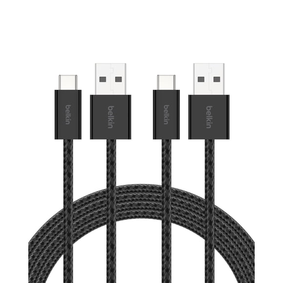 Cable USB A a USB C, paquete de 2 unidades, Belkin, 2 m, negro para iPhone y más