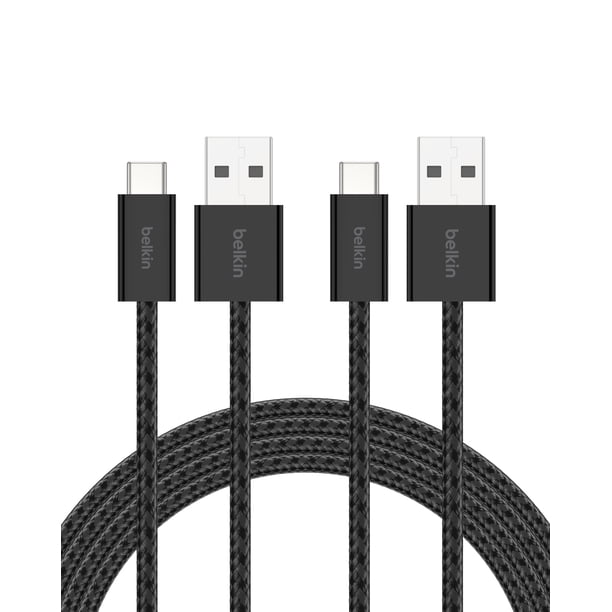 Cable USB A a USB C, paquete de 2 unidades, Belkin, 2 m, negro para iPhone y más