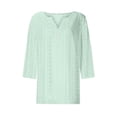thumbnail image 4 of NinXxx Women's Fashion Casual Jacquard Three Quarter Sleeve Blouse Light Green L, 4 of 5