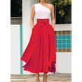 thumbnail image 3 of Osfvolr Women'S Elegant High Waist Casual Irregular Bohemian Maxi Dress with Pockets Red L, 3 of 7
